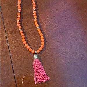 Orange tassel  necklace